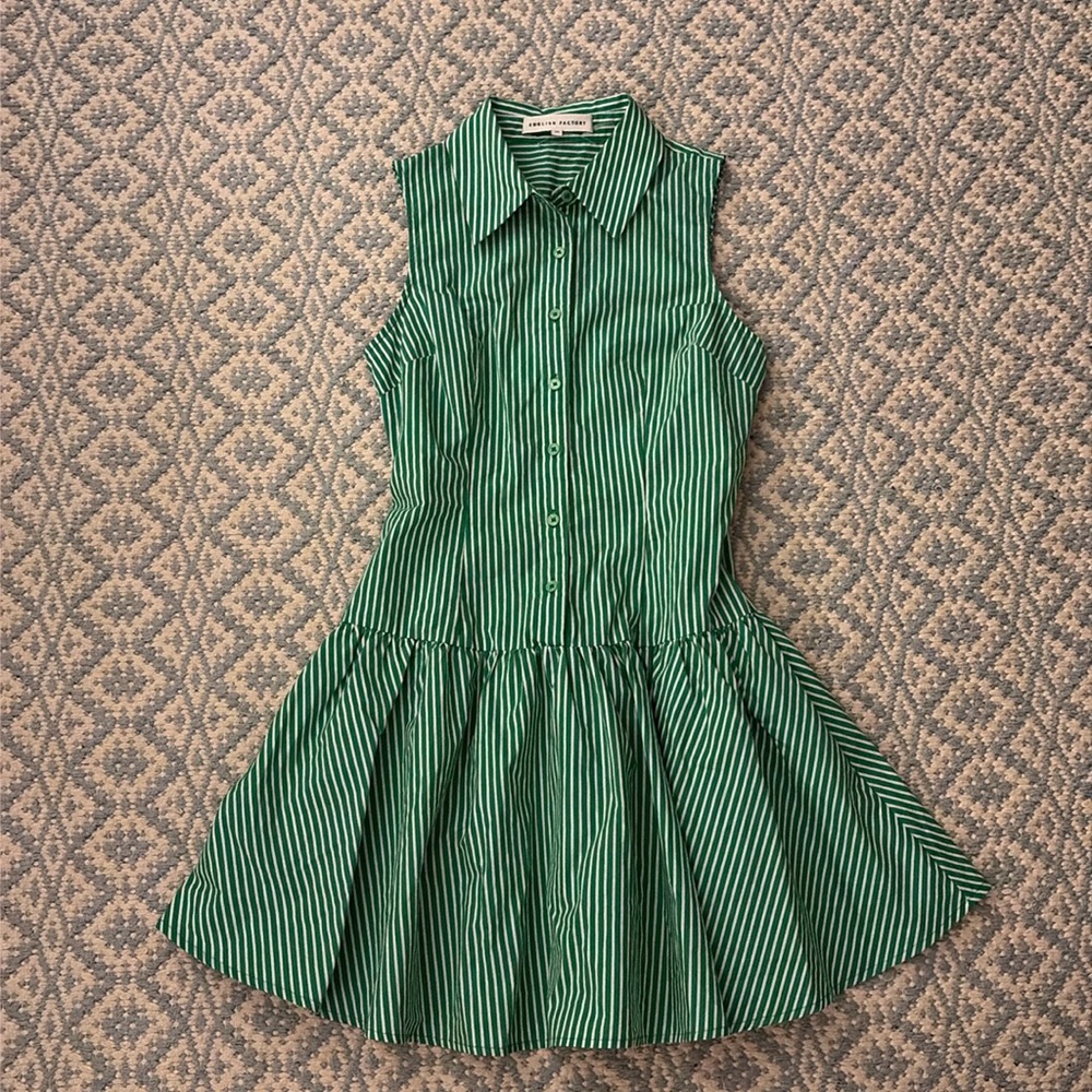 English Factory Striped Poplin Shirtdress